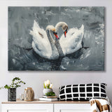 Couple Swans Oil Painting Love Art, Canvas Print Wall Art Home Decor, Painting Canvas Art Print