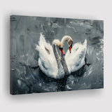 Couple Swans Oil Painting Love Art, Canvas Print Wall Art Home Decor, Painting Canvas Art Print