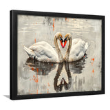 Couple Swans Vintage Painting, Framed Art Print Wall Decor, Picture Framed Painting Art