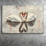 Couple Swans Vintage Painting, Canvas Print Wall Art Home Decor, Painting Canvas Art Print