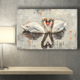 Couple Swans Vintage Painting, Canvas Print Wall Art Home Decor, Painting Canvas Art Print