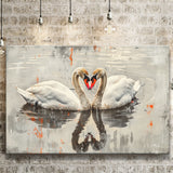 Couple Swans Vintage Painting, Canvas Print Wall Art Home Decor, Painting Canvas Art Print