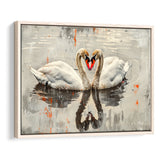 Couple Swans Vintage Painting, Framed Canvas Print Wall Art Decor, Floating Frame Painting Canvas