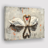 Couple Swans Vintage Painting, Canvas Print Wall Art Home Decor, Painting Canvas Art Print