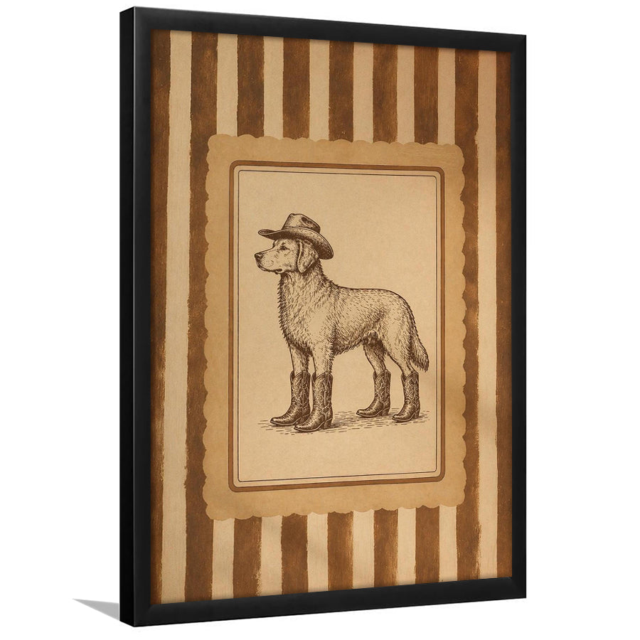 Cowboy Dog Wall Art Print, Funny Western Dancing Dog, Silly Dog Nursery Decor, Framed Art Print, Fine Art Wall Decor