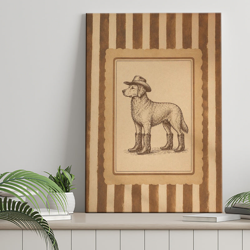 Cowboy Dog Wall Art Print, Funny Western Dancing Dog, Silly Dog Nursery Decor, Canvas Print Wall Art, Wall Decor