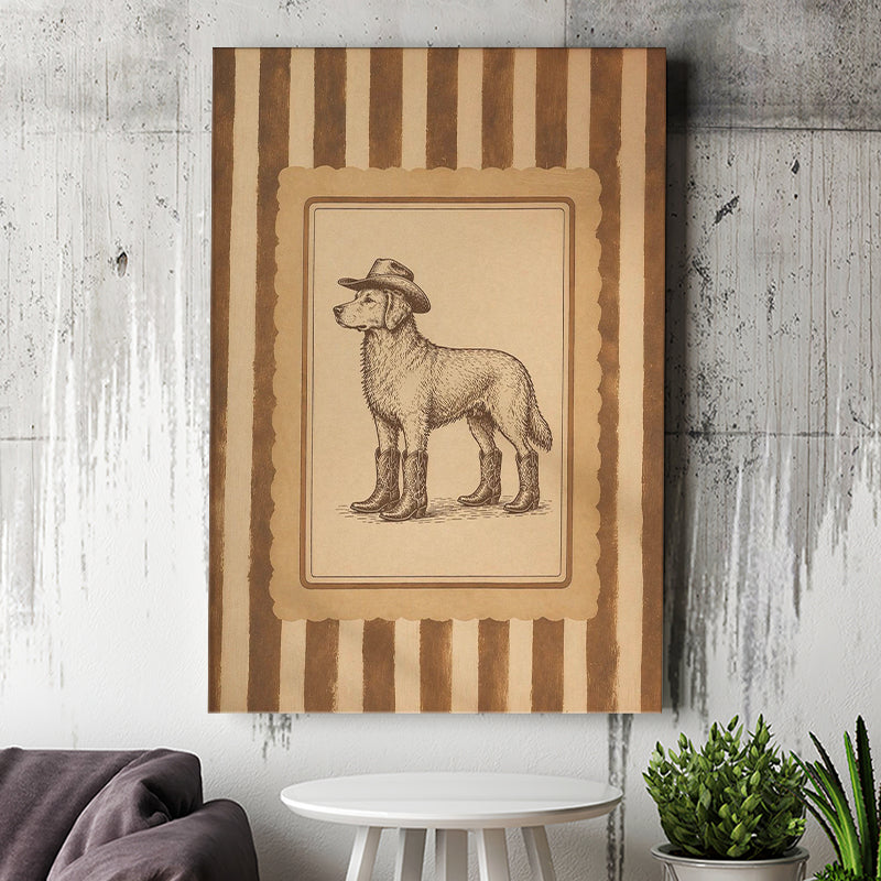 Cowboy Dog Wall Art Print, Funny Western Dancing Dog, Silly Dog Nursery Decor, Canvas Print Wall Art, Wall Decor