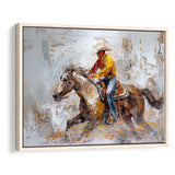 Cowboy Riding Horses Painting, Framed Canvas Print Wall Art Decor, Floating Frame Painting Canvas