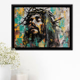 Crown Of Thorns Jesus Christ Portrait Graffiti Art, Framed Canvas Print Wall Art Decor,Floating Frame