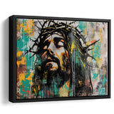 Crown Of Thorns Jesus Christ Portrait Graffiti Art, Framed Canvas Print Wall Art Decor,Floating Frame