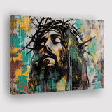 Crown Of Thorns Jesus Christ Portrait Graffiti Art, Canvas Print Wall Art Decor, Landscape Art Print