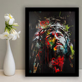 Crown Of Thorns Jesus Christ Portrait Graffiti Mixed Color,Framed Art Prints Wall Decor, Picture Framed