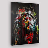 Crown Of Thorns Jesus Christ Portrait Graffiti Mixed Color, Canvas Painting, Canvas Print Wall Art Decor
