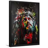 Crown Of Thorns Jesus Christ Portrait Graffiti Mixed Color,Framed Art Prints Wall Decor, Picture Framed
