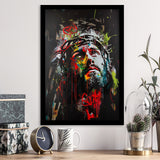Crown Of Thorns Jesus Christ Portrait Graffiti Mixed Color,Framed Art Prints Wall Decor, Picture Framed