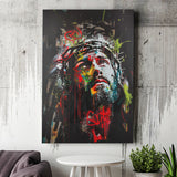 Crown Of Thorns Jesus Christ Portrait Graffiti Mixed Color, Canvas Painting, Canvas Print Wall Art Decor
