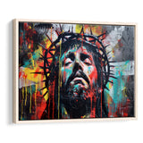 Crown Of Thorns Jesus Christ Portrait Graffiti Painting, Framed Canvas Print Wall Art Decor,Floating Frame