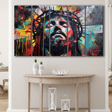 Crown Of Thorns Jesus Christ Portrait Graffiti Painting, Extra Large Multi 5 Panel Canvas Print Wall Art Decor