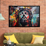 Crown Of Thorns Jesus Christ Portrait Graffiti Painting, Framed Art Print Wall Decor, Framed Picture