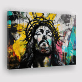 Crown Of Thorns Jesus Christ Portrait Graffiti, Canvas Print Wall Art Decor, Landscape Art Print
