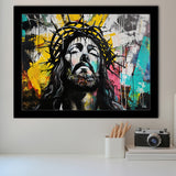 Crown Of Thorns Jesus Christ Portrait Graffiti, Framed Art Print Wall Decor, Framed Picture