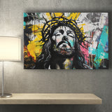 Crown Of Thorns Jesus Christ Portrait Graffiti, Canvas Print Wall Art Decor, Landscape Art Print