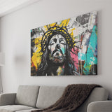 Crown Of Thorns Jesus Christ Portrait Graffiti, Canvas Print Wall Art Decor, Landscape Art Print