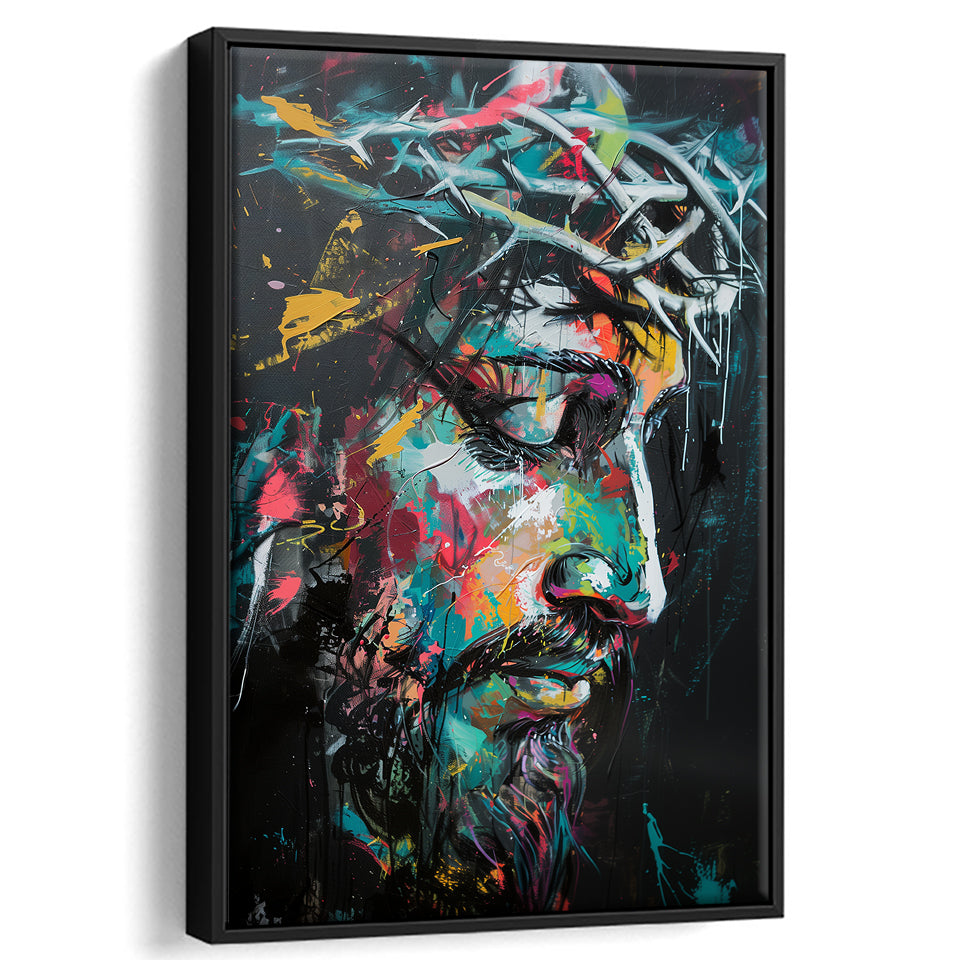 Crown Of Thorns  Portrait Jesus Christ,Framed Canvas Prints Wall Art Decor, Floating Frame