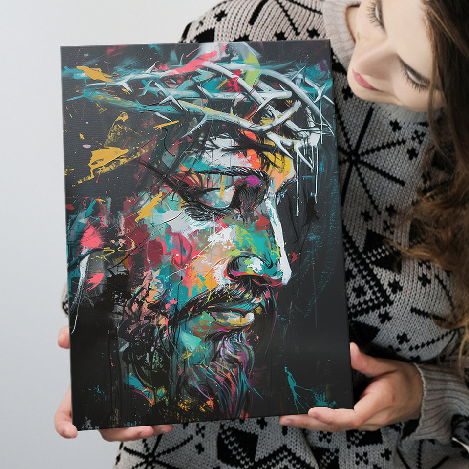 Crown Of Thorns  Portrait Jesus Christ, Canvas Painting, Canvas Print Wall Art Decor
