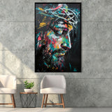 Crown Of Thorns  Portrait Jesus Christ,Framed Canvas Prints Wall Art Decor, Floating Frame