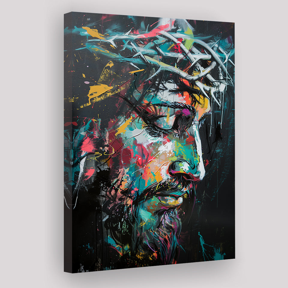 Crown Of Thorns  Portrait Jesus Christ, Canvas Painting, Canvas Print Wall Art Decor
