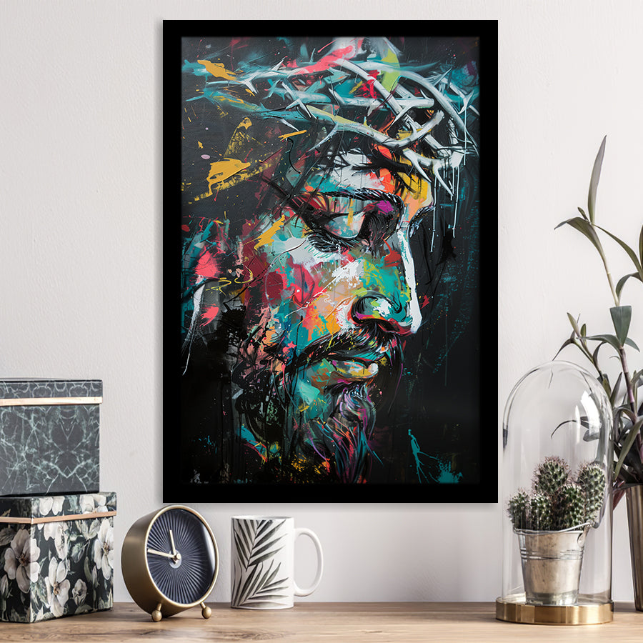 Crown Of Thorns Portrait Jesus Christ,Framed Art Prints Wall Decor, Picture Framed