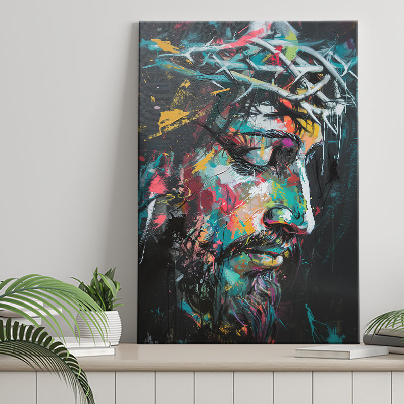Crown Of Thorns  Portrait Jesus Christ, Canvas Painting, Canvas Print Wall Art Decor