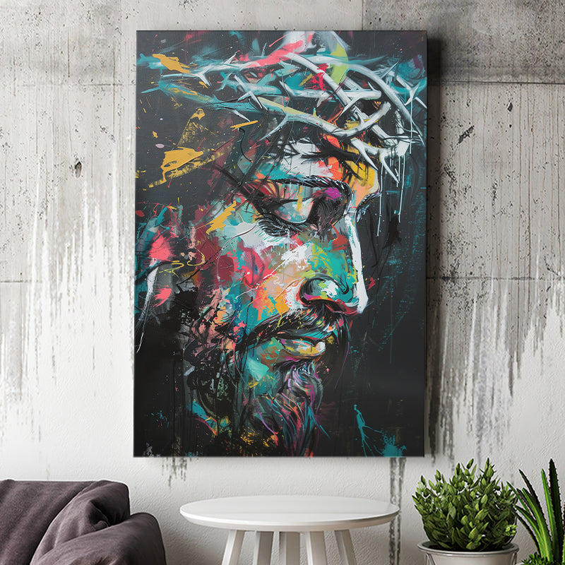 Crown Of Thorns  Portrait Jesus Christ, Canvas Painting, Canvas Print Wall Art Decor