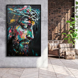 Crown Of Thorns  Portrait Jesus Christ,Framed Canvas Prints Wall Art Decor, Floating Frame