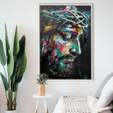 Crown Of Thorns  Portrait Jesus Christ,Framed Canvas Prints Wall Art Decor, Floating Frame