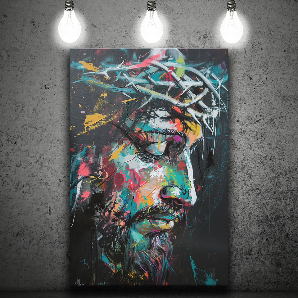 Crown Of Thorns  Portrait Jesus Christ, Canvas Painting, Canvas Print Wall Art Decor