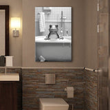 Cute Frog in Tub Printable Canvas Prints Wall Art, Bathroom kids art, Bathroom wall decor