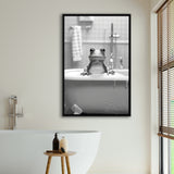Cute Frog In Tub Printable Framed Canvas Prints Wall Art, Bathroom Kids Art, Bathroom Wall Decor