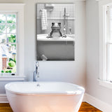 Cute Frog in Tub Printable Canvas Prints Wall Art, Bathroom kids art, Bathroom wall decor