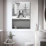 Cute Frog in Tub Printable Canvas Prints Wall Art, Bathroom kids art, Bathroom wall decor