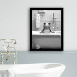 Cute Frog In Tub Printable Framed Art Print Wall Decor, Bathroom Kids Art, Bathroom Wall Decor