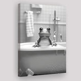 Cute Frog in Tub Printable Canvas Prints Wall Art, Bathroom kids art, Bathroom wall decor