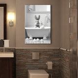 Cute Rabbit in Tub Printable Canvas Prints Wall Art, Bathroom kids art, Bathroom wall decor