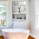 Cute Rabbit in Tub Printable Canvas Prints Wall Art, Bathroom kids art, Bathroom wall decor