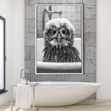 Cute Owl In Tub Printable Framed Canvas Prints Wall Art,Owl Photo,Owl Art