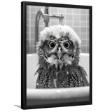 Cute Owl In Tub Printable Framed Art Print Wall Decor,Owl Photo,Owl Art