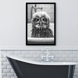 Cute Owl In Tub Printable Framed Art Print Wall Decor,Owl Photo,Owl Art