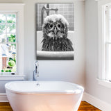Cute owl in Tub Printable Canvas Prints Wall Art,Owl Photo,Owl Art