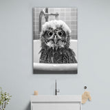 Cute owl in Tub Printable Canvas Prints Wall Art,Owl Photo,Owl Art